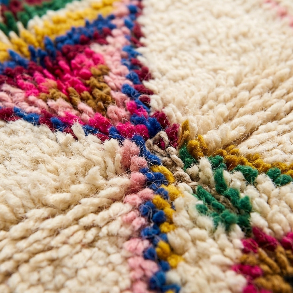 Framed Diamonds Azilal rug — wool pile texture close-up