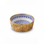 Gilded Indigo Drum Moroccan ceramic vessel sink - crackled gold-leaf exterior with indigo starburst interior