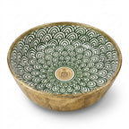 Gilded Peacock Bloom Moroccan ceramic sink - angled view of green bloom interior