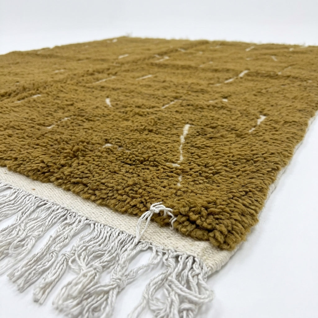 Golden Ochre Mrirt rug — wool pile texture close-up