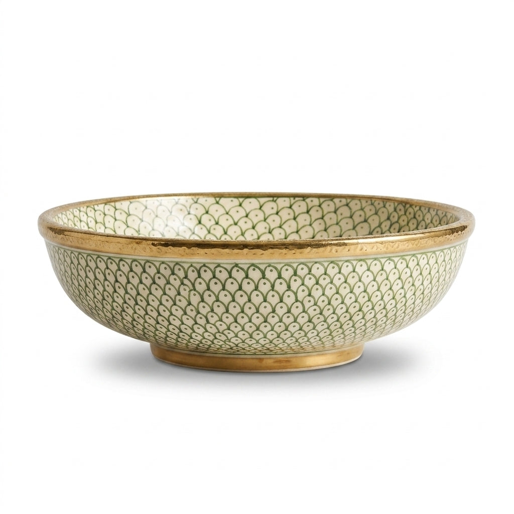 Golden Scale Mandala Moroccan ceramic sink - side view