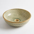 Golden Scale Mandala Moroccan ceramic sink - studio view on white background