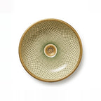 Golden Scale Mandala Moroccan ceramic vessel sink - green fish-scale mandala with antique gold rim