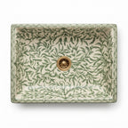 Green Vine Rectangular Moroccan ceramic sink - top view of leafy vine interior