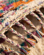 Hand-braided wool fringe tassels detail — authentic Boujaad Moroccan rug
