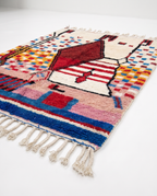 Garnet diamond Boujaad rug side view on white studio background