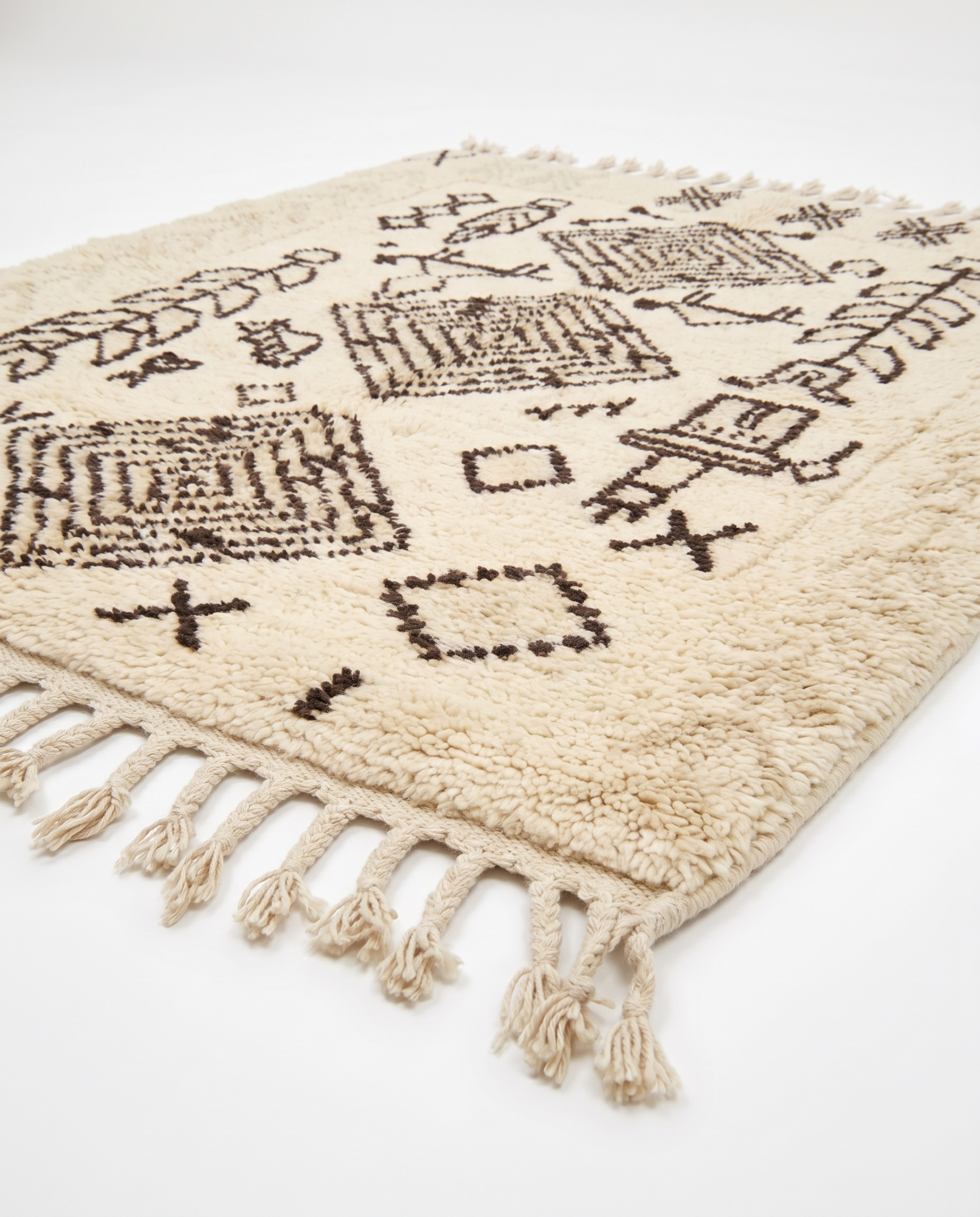 Tribal tales Azilal rug side view on white studio background
