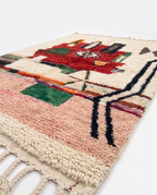Berber Eye Beni Ourain rug side view on white studio background