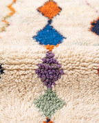 Diamond Cascade Beni Ourain rug wool texture close-up on white studio background