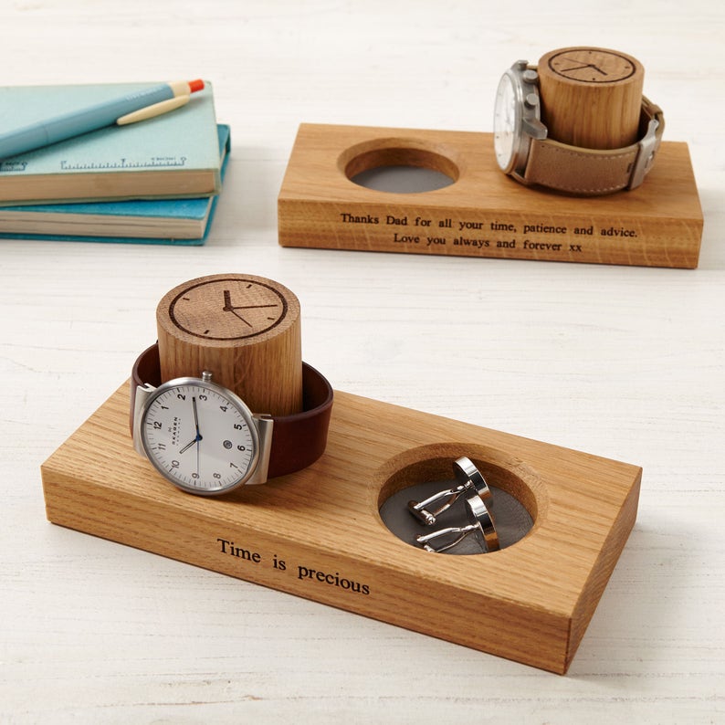 Personalized Cufflink Tray And Watch Stand