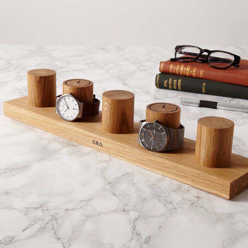 Watch Stand for Five Watches / Peach Wood Watch Storage