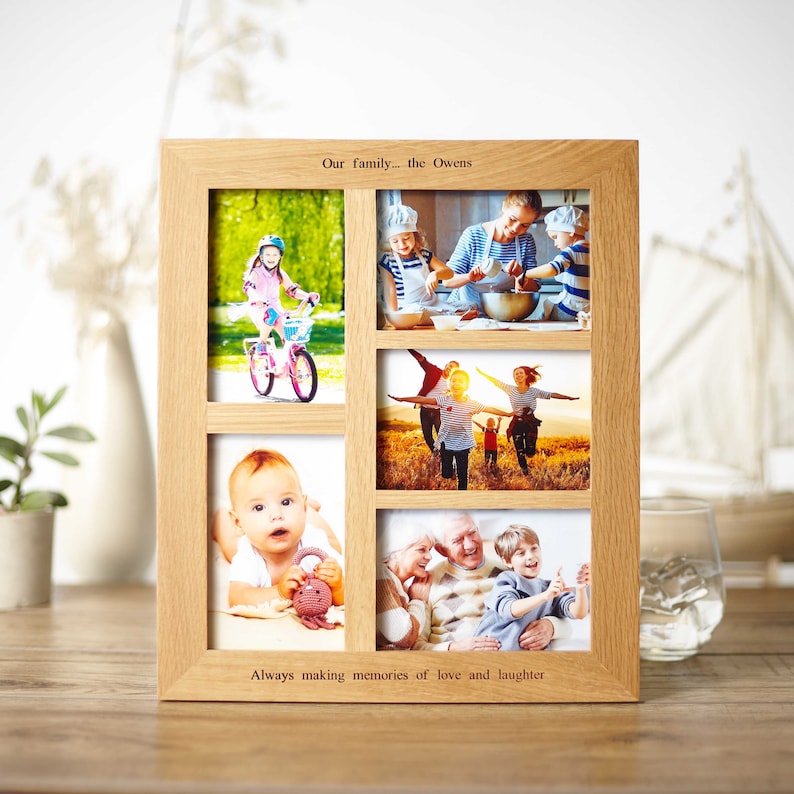 Solid Peach Wood 5 Aperture Photo Frame