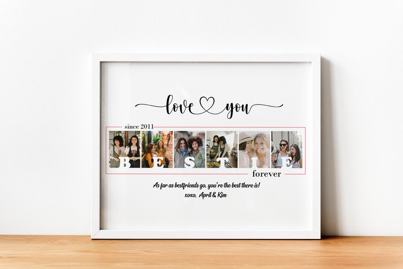 Bestie Custom Photo Collage, Personalized BFF gift, Personalized Gift for Friend, Digital Gift for Best Friend, Photo BFF gift