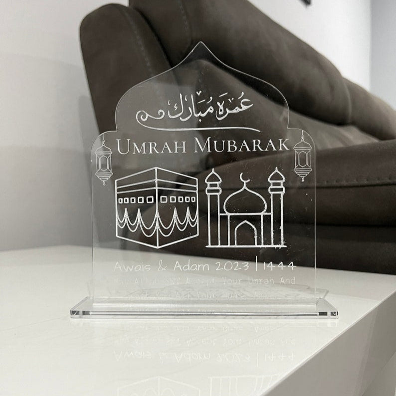Personalised Umrah Mubarak Acrylic Gift-Islamic Gifts- Custom Umrah Gift, Hajj Mubarak