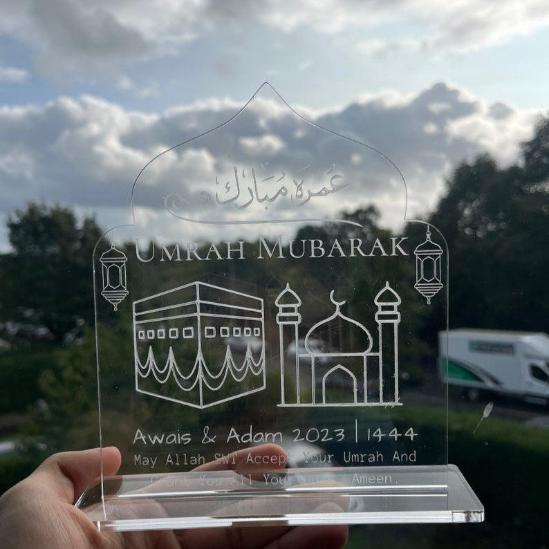 Personalised Umrah Mubarak Acrylic Gift-Islamic Gifts- Custom Umrah Gift, Hajj Mubarak