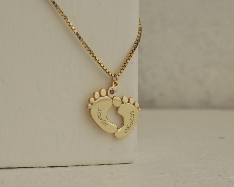 Baby footprints Name necklace for Mother