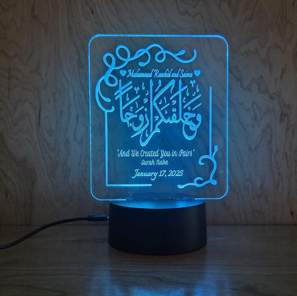 Personalized LED Lamp for Couples – “And We Created You in Pairs”