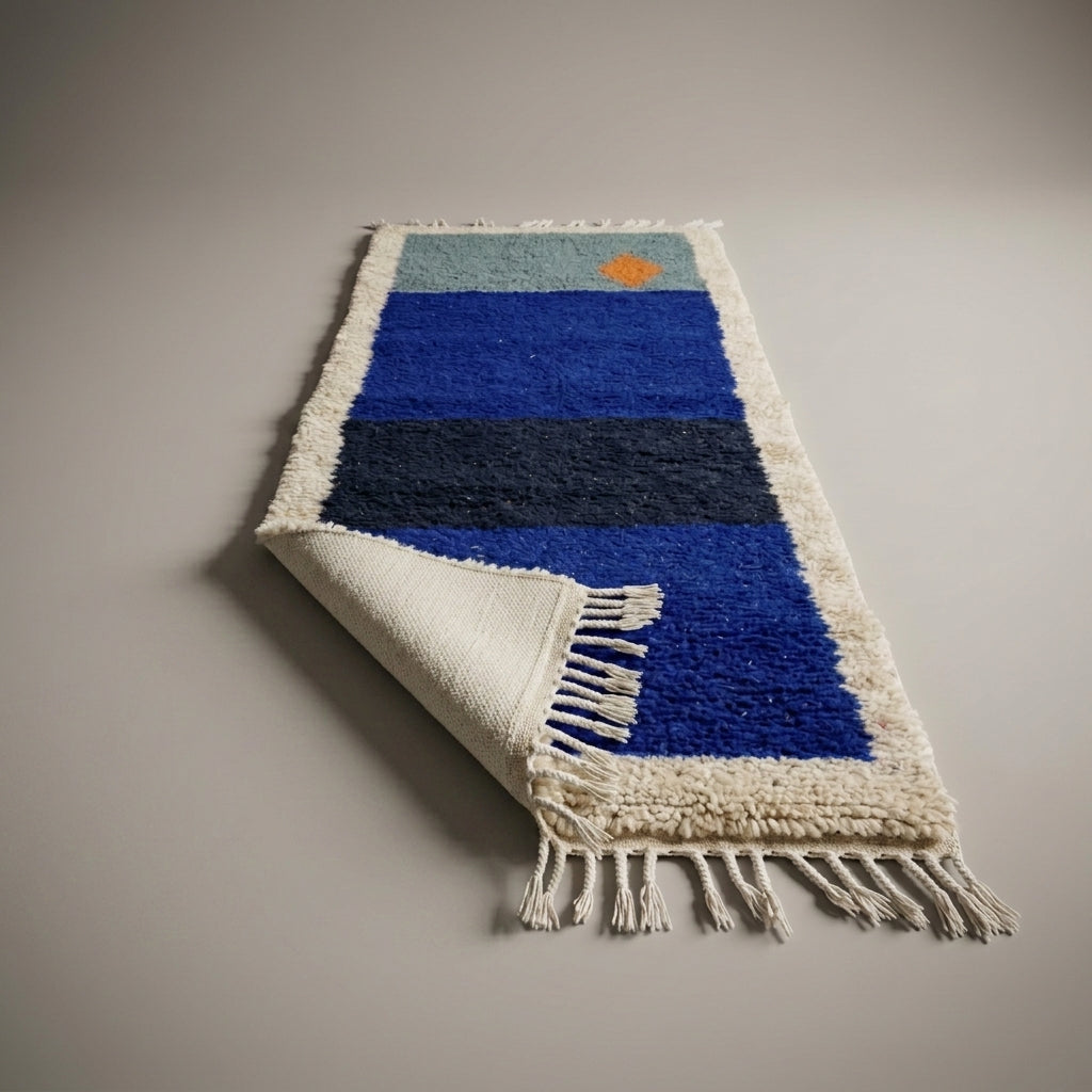 Indigo Alley Moroccan Runner Rug - handwoven Berber wool detail