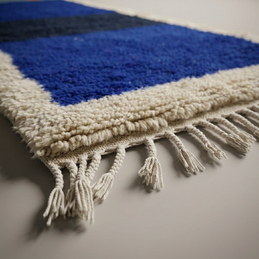 Indigo Alley Moroccan Runner Rug - handwoven Berber wool detail