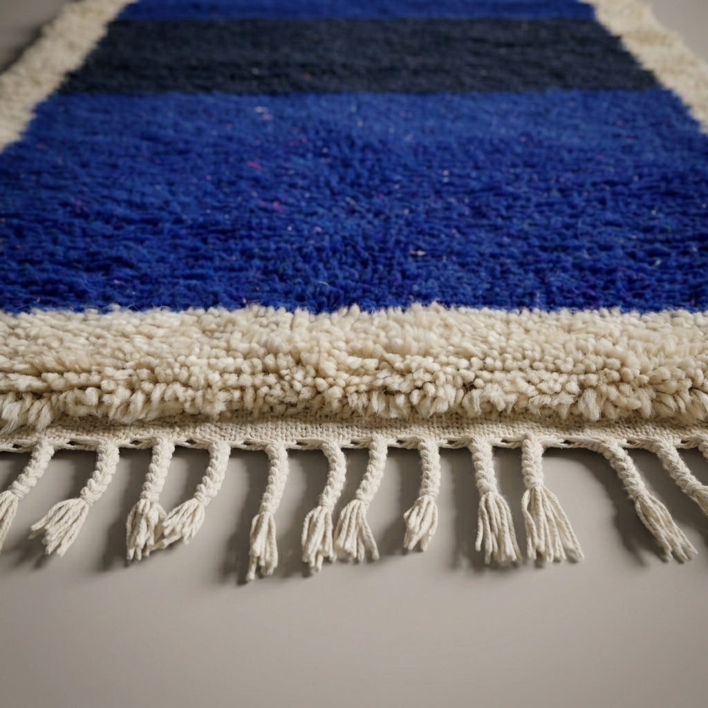 Indigo Alley Moroccan Runner Rug - handwoven Berber wool detail