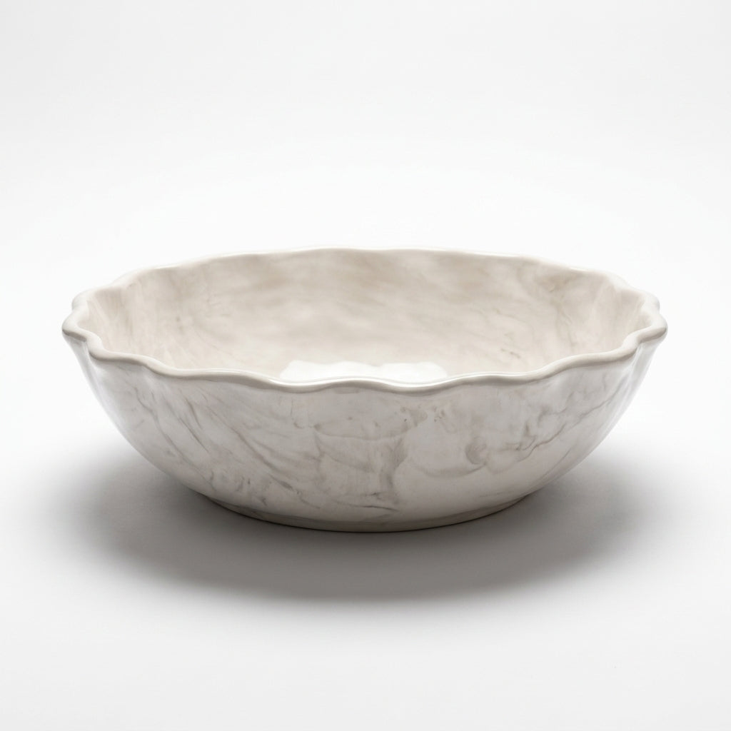 Ivory Shell Moroccan ceramic sink - angled view
