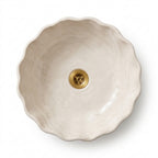 Ivory Shell Moroccan ceramic sink - side view of hand-formed edge