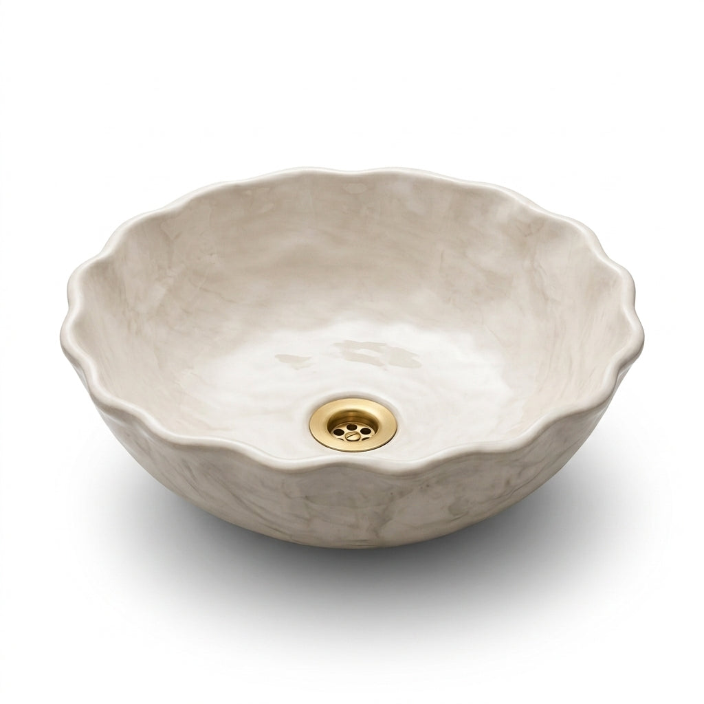 Ivory Shell Moroccan ceramic sink - top view