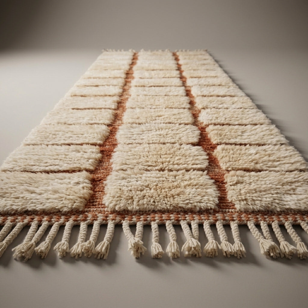 Ivory Trail Moroccan Runner Rug - handwoven Berber wool detail