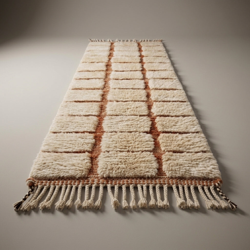 Ivory Trail Moroccan Runner Rug - handwoven Berber wool detail