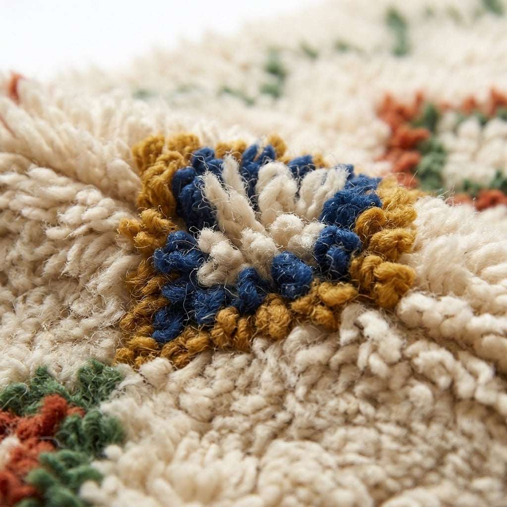 Jewel Lattice Azilal rug — wool pile texture close-up