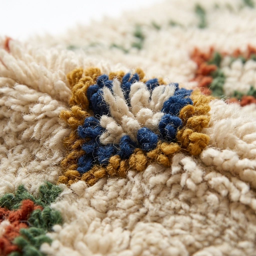 Jewel Lattice Azilal rug — wool pile texture close-up