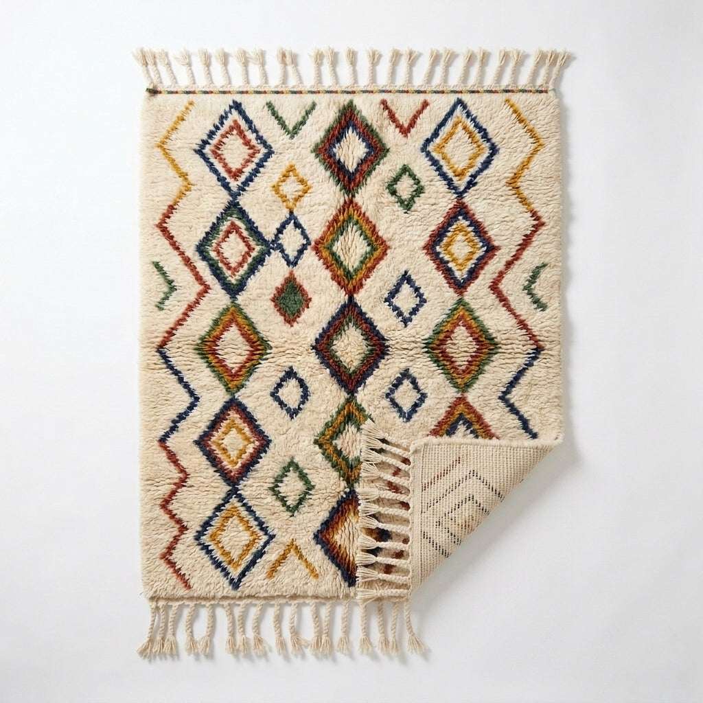 Jewel Lattice Azilal rug — full rug on white studio background