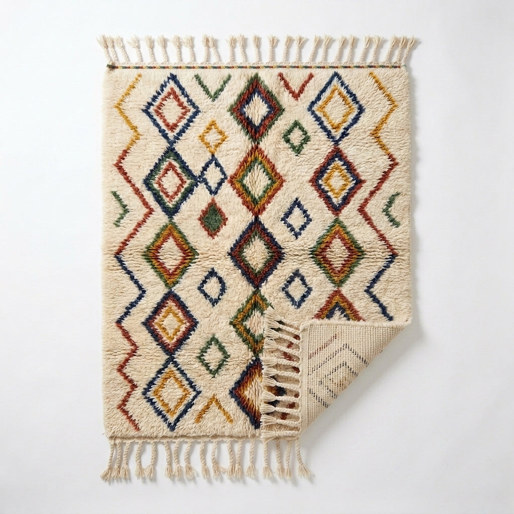 Jewel Lattice Azilal rug — full rug on white studio background