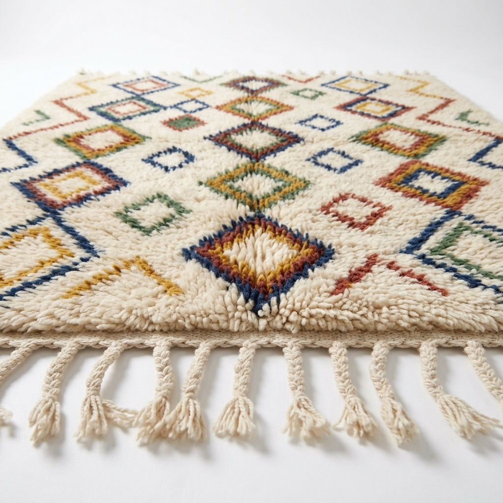 Jewel Lattice Azilal rug — full rug on white studio background