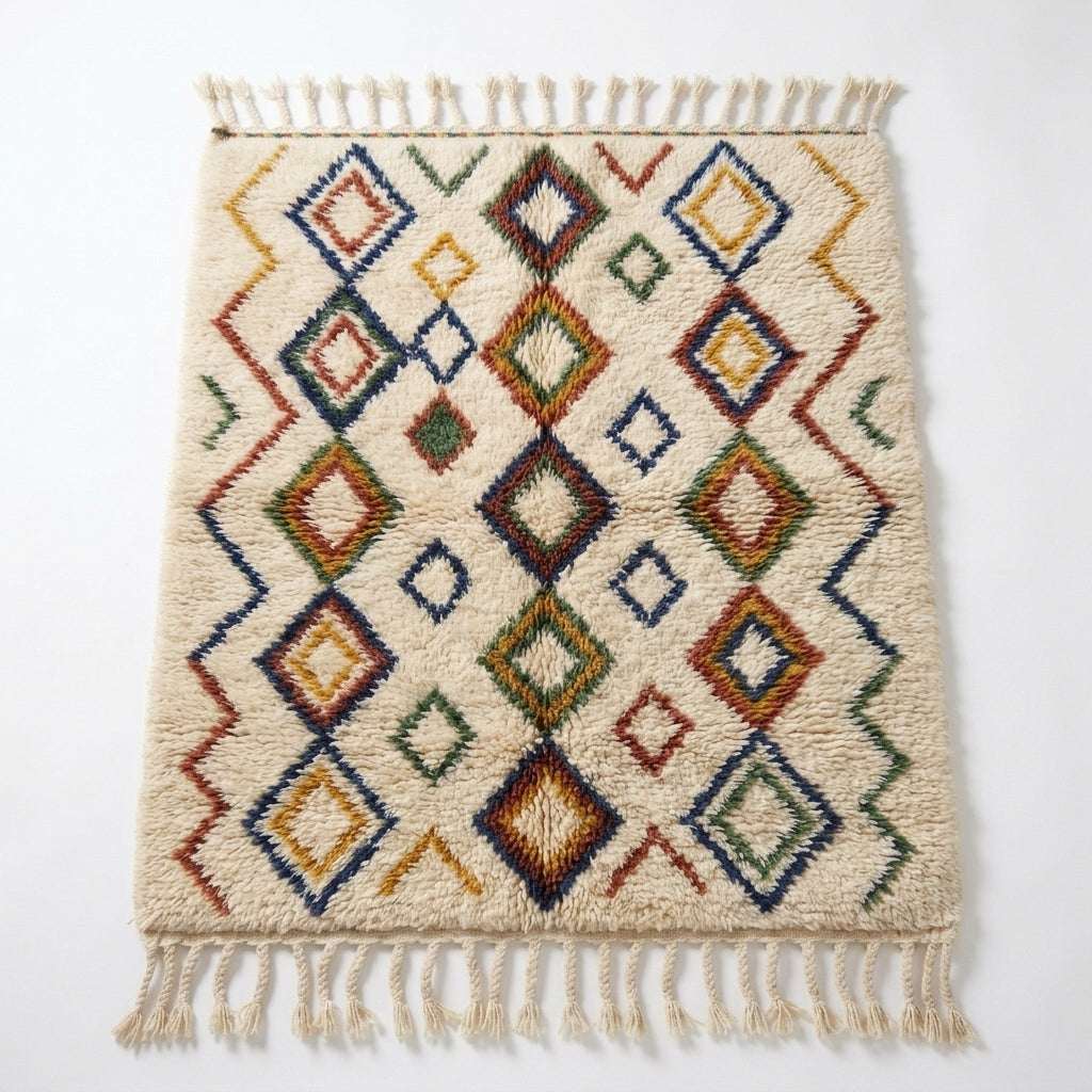 Jewel Lattice Azilal rug — full rug on white studio background
