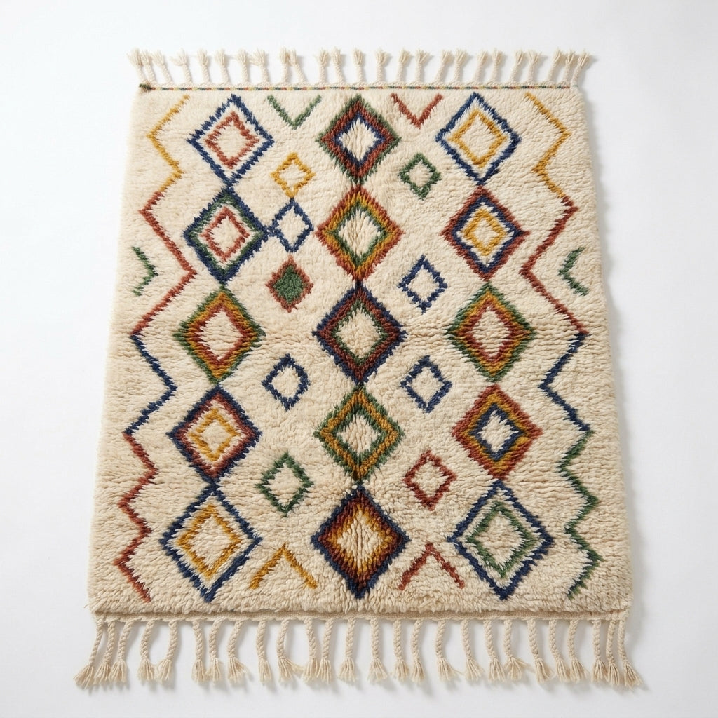 Jewel Lattice Azilal rug — full rug on white studio background