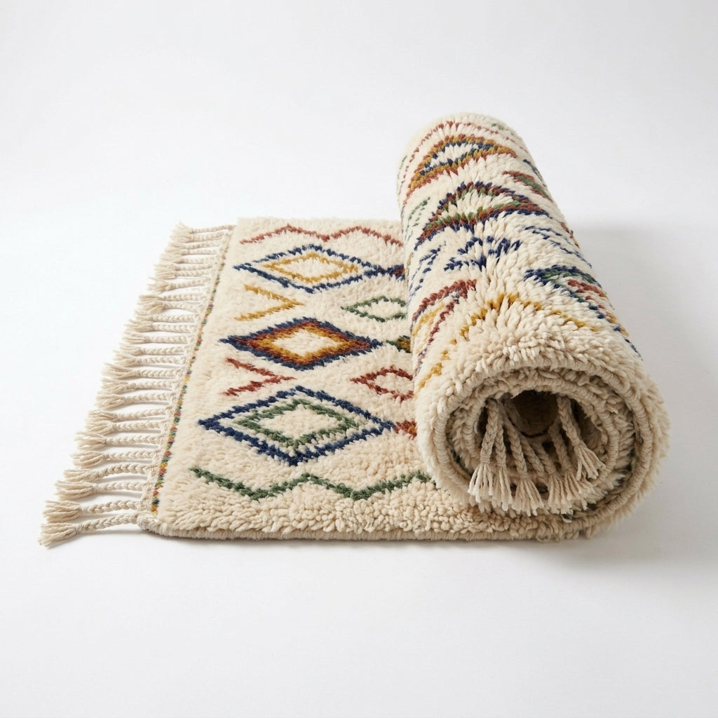 Jewel Lattice Azilal rug — full rug on white studio background