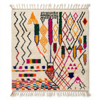 Joyful Confetti Azilal rug, handwoven wool with vibrant multicolor motifs with confetti, flat lay top view
