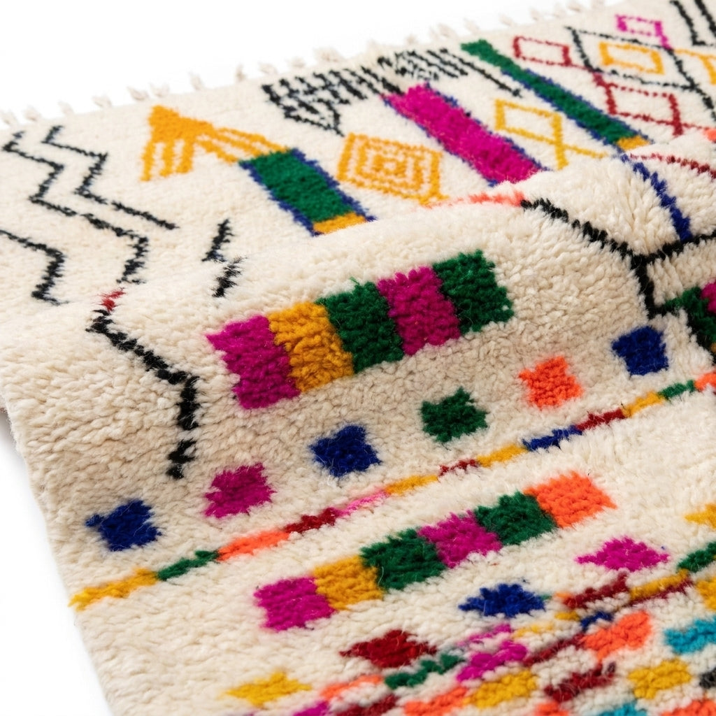 Joyful Confetti Azilal rug — wool pile texture close-up