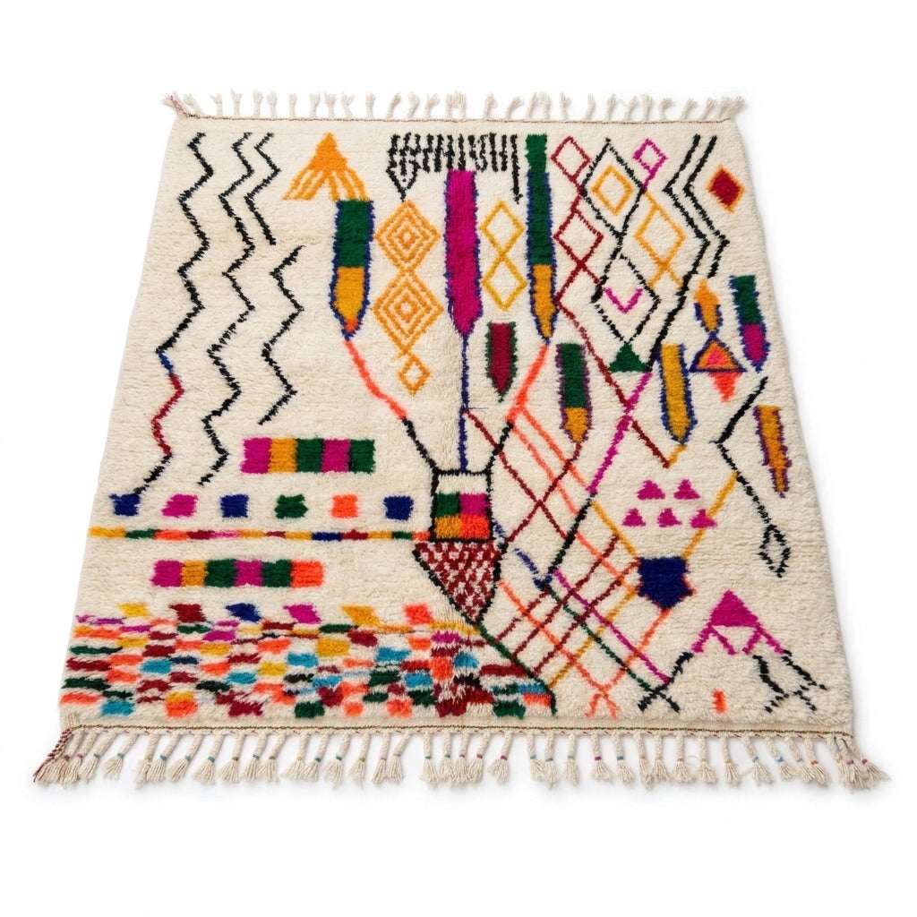Joyful Confetti Azilal rug — full rug on white studio background