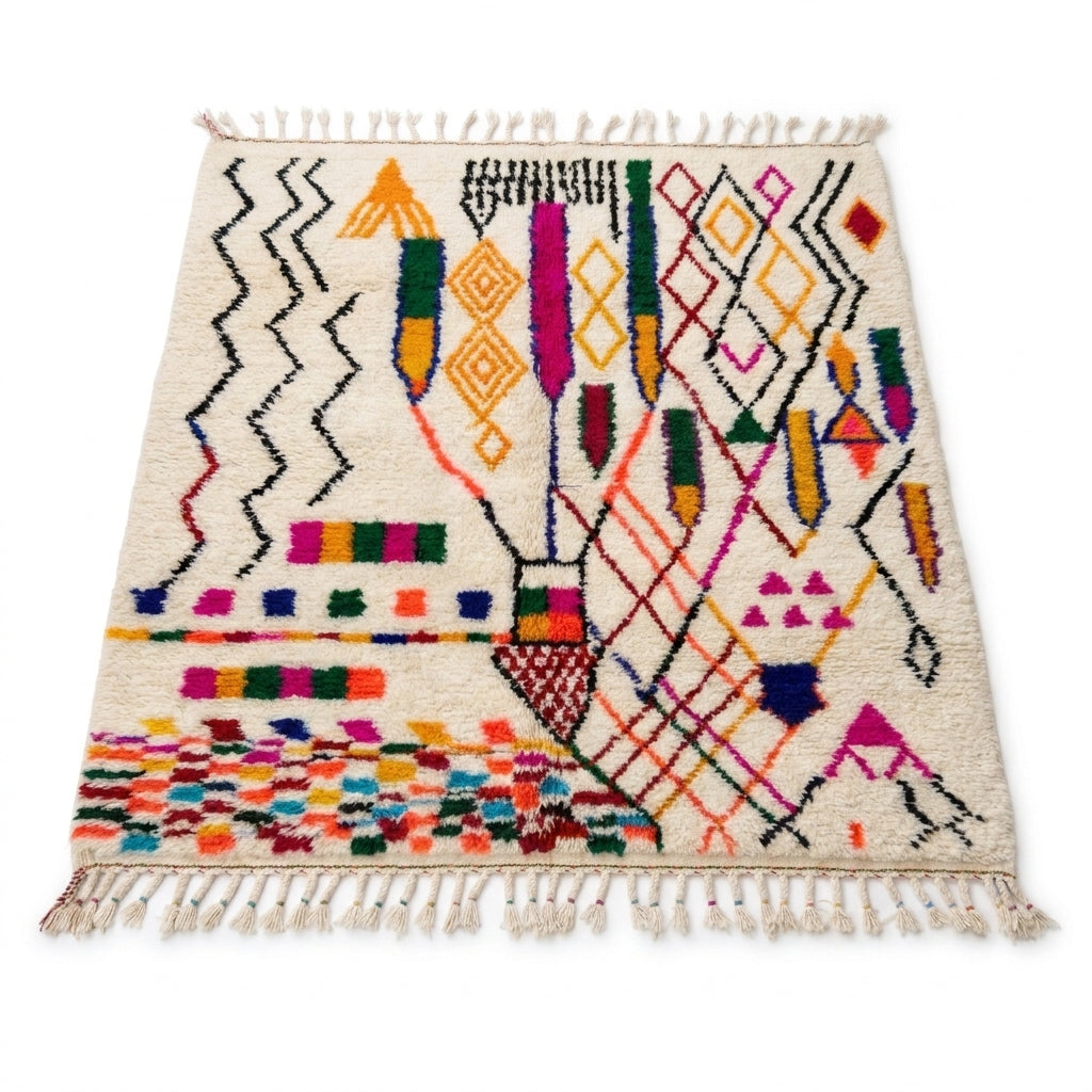 Joyful Confetti Azilal rug — full rug on white studio background
