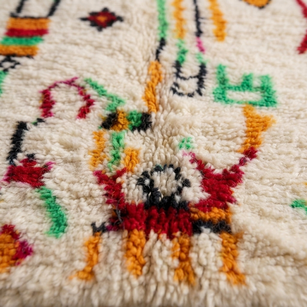 Lagoon Trail Moroccan Runner Rug - handwoven Berber wool detail