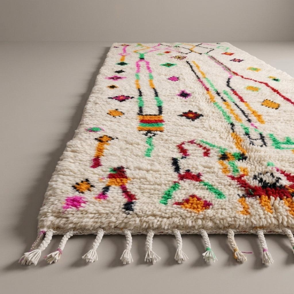 Lagoon Trail Moroccan Runner Rug - handwoven Berber wool detail