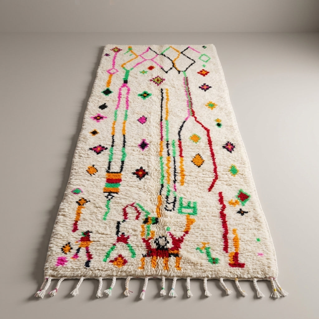 Lagoon Trail Moroccan Runner Rug - handwoven Berber wool detail