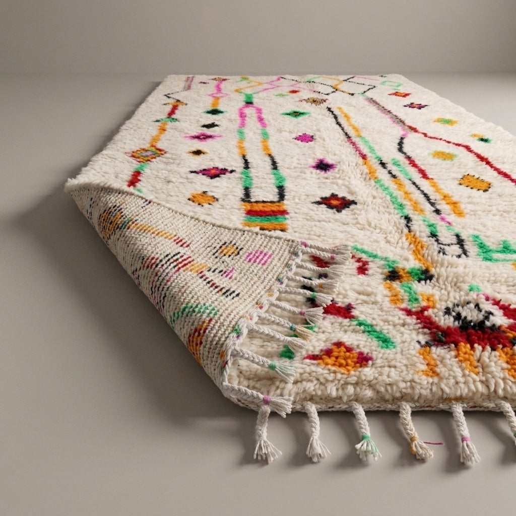 Lagoon Trail Moroccan Runner Rug - handwoven Berber wool detail