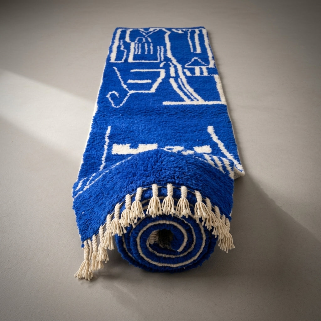 Lantern Path Moroccan Runner Rug - handwoven Berber wool detail