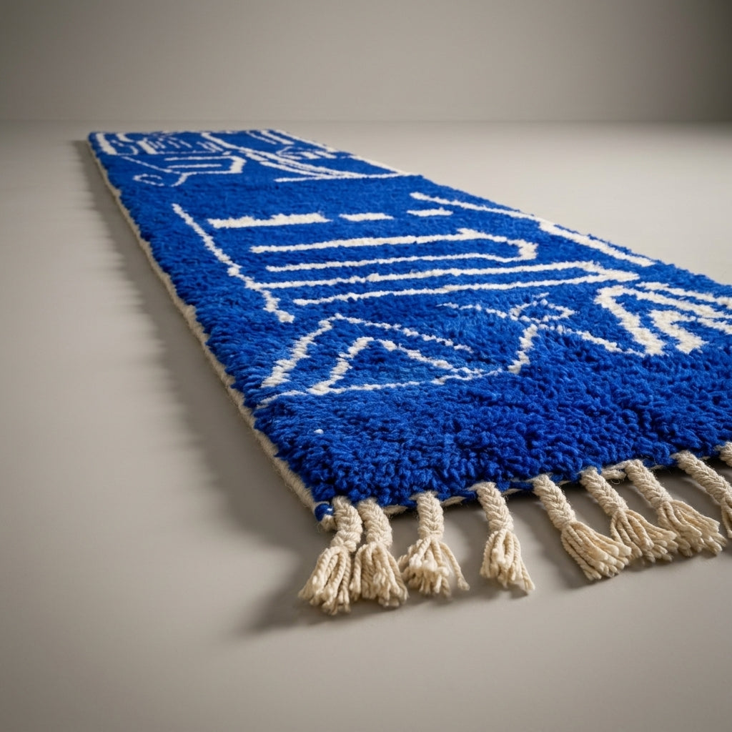 Lantern Path Moroccan Runner Rug - handwoven Berber wool detail