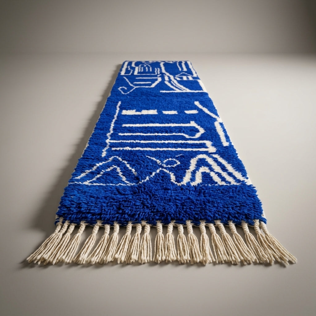 Lantern Path Moroccan Runner Rug - handwoven Berber wool detail