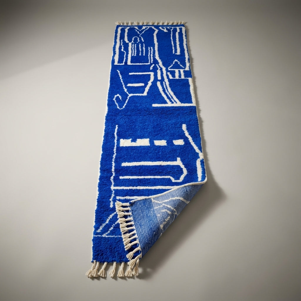 Lantern Path Moroccan Runner Rug - handwoven Berber wool detail