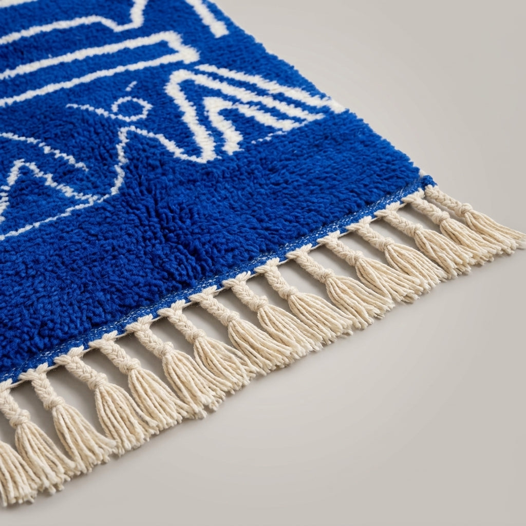 Lantern Path Moroccan Runner Rug - handwoven Berber wool detail